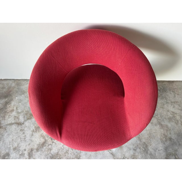 Postmodern Vintage Italian Postmodern-Style Red Swivel Lounge Chair by Italianadivani/ Sold For Sale - Image 3 of 12