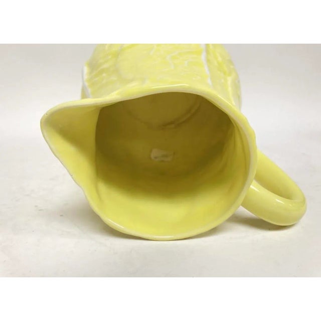 French Country Vintage Secla Portugal Yellow Cabbage Pitcher With Plate For Sale - Image 3 of 6