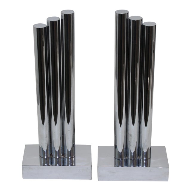 Donald Deskey Andirons Moderne Skyscraper Form For Sale