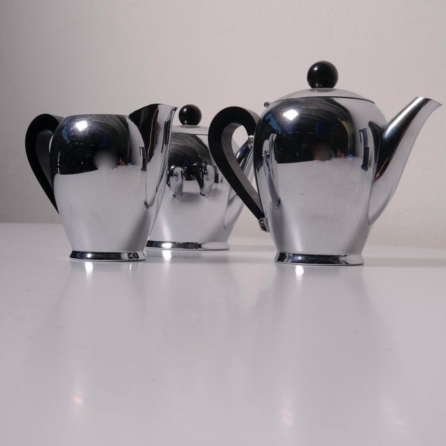 Beautiful "Alfra" Italy steel set consisting of 3 pieces: milk jug, teapot, and coffee pot Dimensions: Milk jug: Height 10...