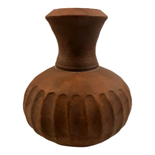 Vintage Fluted Terra Cotta Bud Vase For Sale
