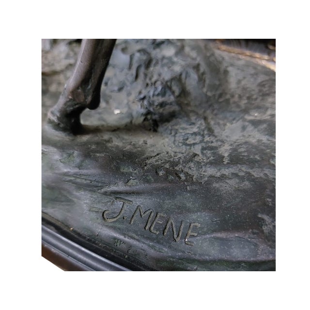 Pierre Jules Mène, Sculpture with Horses, 1800s, Bronze & Marble For Sale - Image 6 of 7