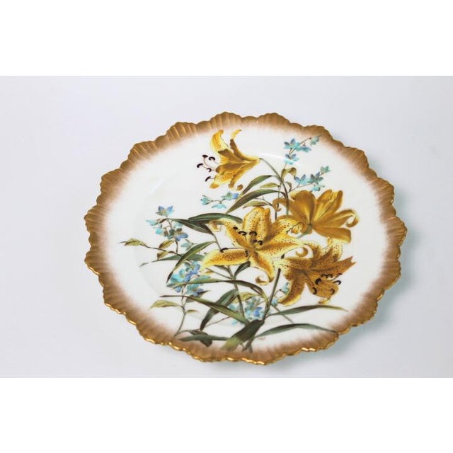 Late 19th Century Antique George Jones Crescent Hand Painted Fine China Lunch Salad Dessert Plates Set of 6 For Sale - Image 5 of 11
