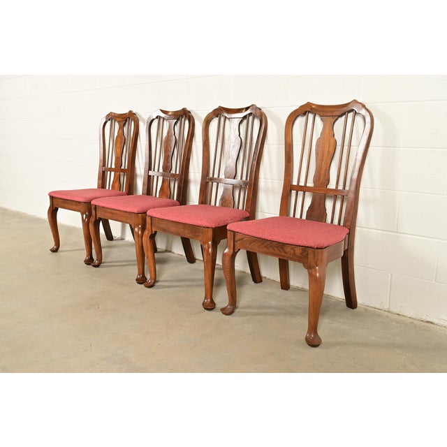 Baker Furniture Style Queen Anne Solid Walnut Dining Chairs, Set of Four For Sale - Image 13 of 13
