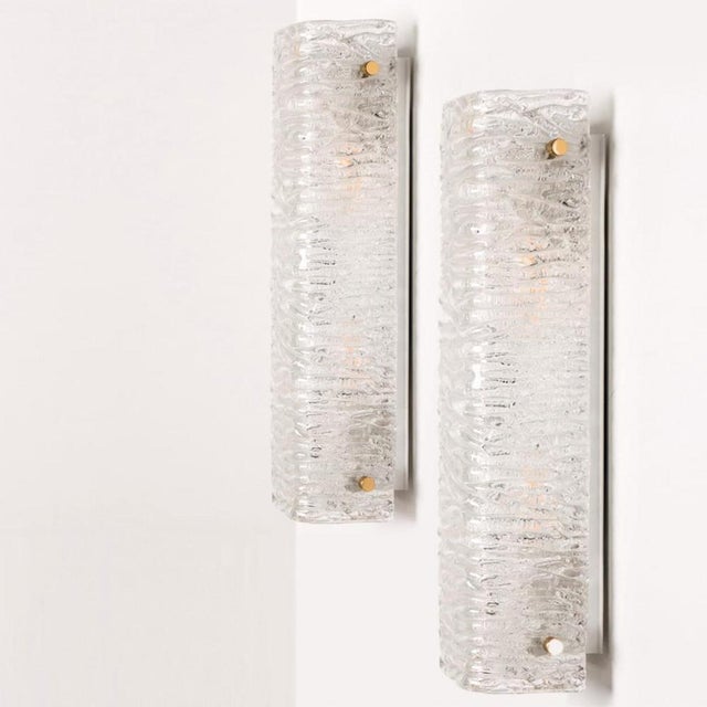 Structured Wave Glass and Brass Wall Light from Kaiser, 1970s For Sale - Image 13 of 18