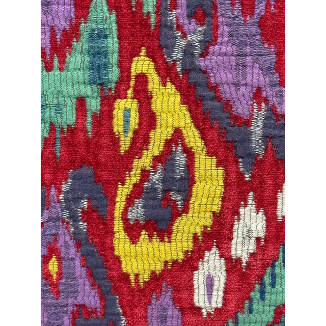Red Twin Size Bespoke Ikat Headboard For Sale - Image 8 of 12