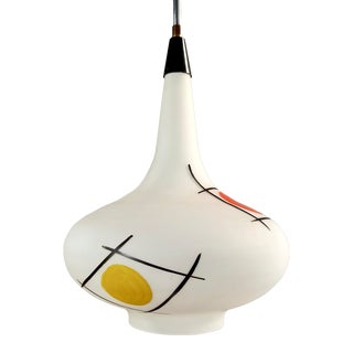 1950s Italian Pendant Lamp Made of Cased Murano Glass With Hand Made Decoration. For Sale