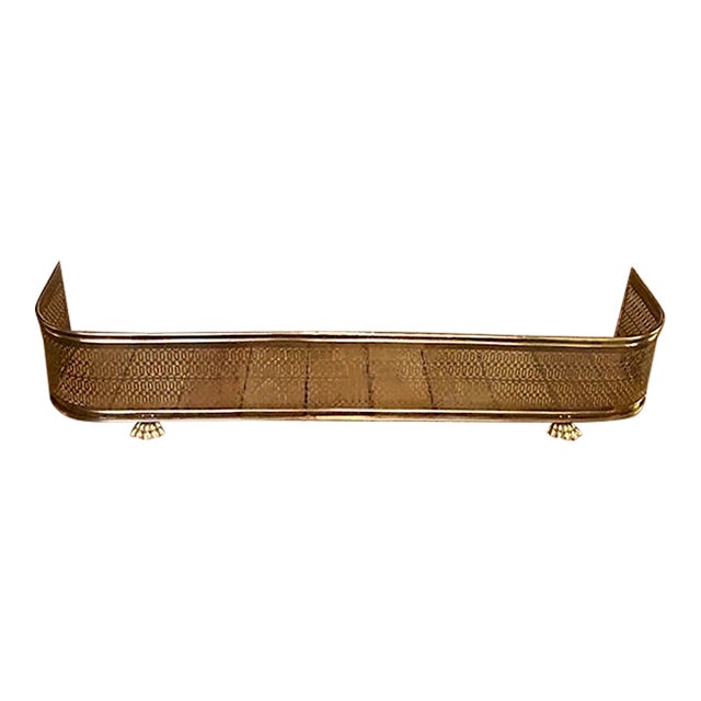 Vintage Brass Footed Fireplace Fender For Sale