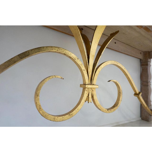 Large Wood and Travertine Console, 1940s For Sale - Image 3 of 10