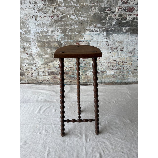 Vintage Demi-Lune Barley Twist Stool / Accent Table For Sale - Image 4 of 9
