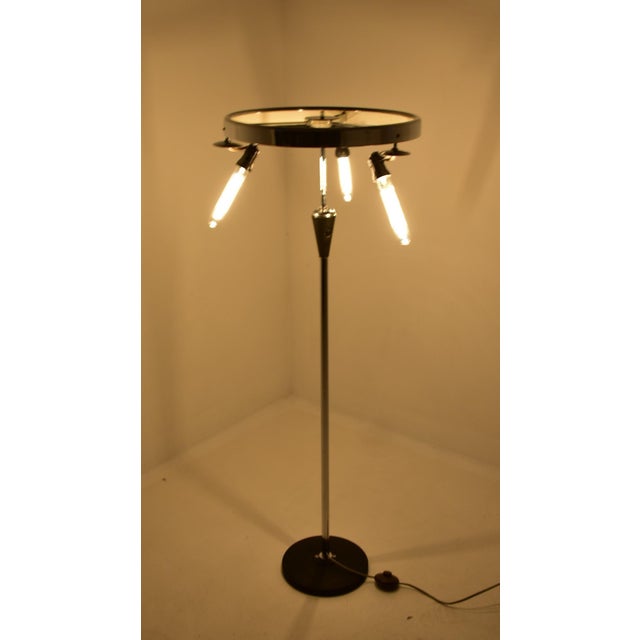 Elegant chrome floor lamp. Diameter of the shade 50cm. Made by Zukov in Czechoslovakia in 1960s Good condition . US plug...