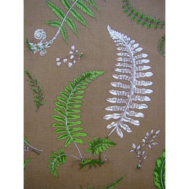 Traditional Scalamandre Linen Fabric Elsie De Wolf Outdoor Greens on Brown For Sale - Image 3 of 4