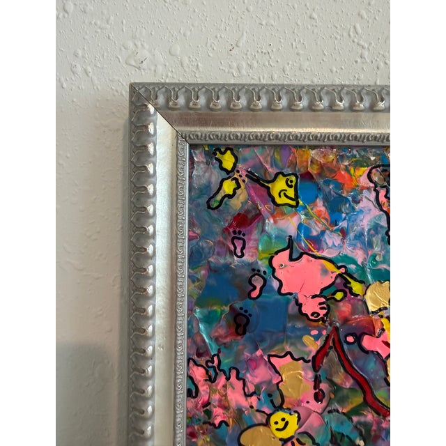 Abstract Serg Graff "Whose Tracks" Abstract Painting Framed Outsider Art Coa For Sale - Image 3 of 9