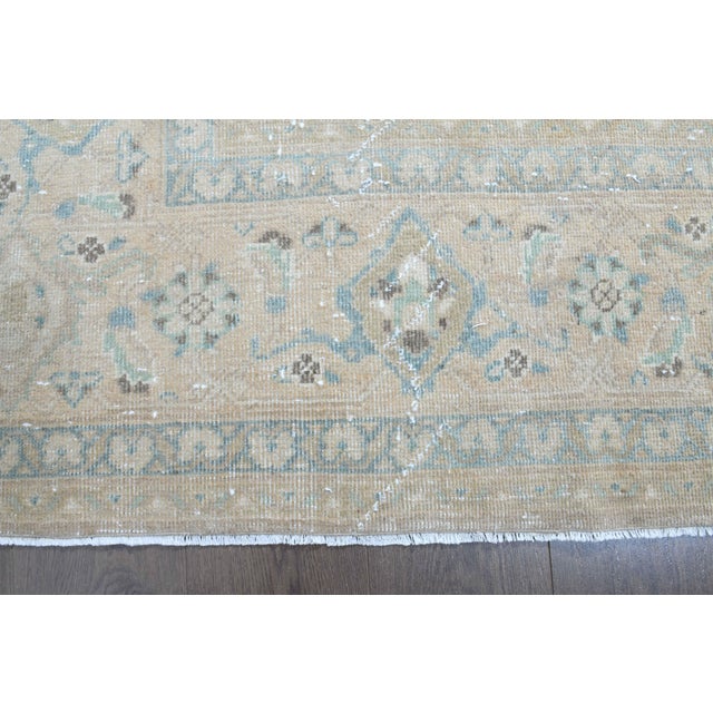 1970s Vintage Persian Handmade Wool Cotton Light Beige Area Rug For Sale - Image 10 of 11