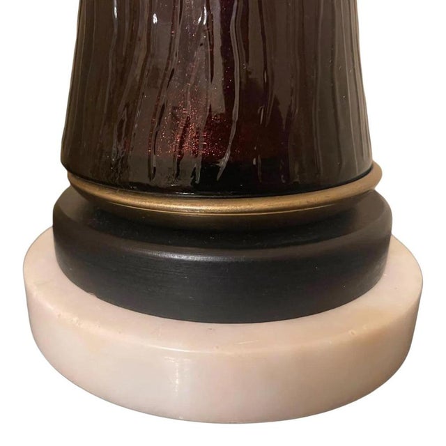 Italian Amethyst Art Glass Table Lamps, 1960s, Set of 2 For Sale - Image 4 of 6