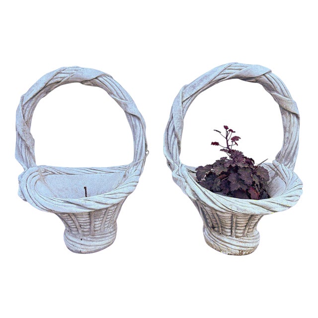 Garden Basket Vases with Decorative Weaves, Set of 2 For Sale