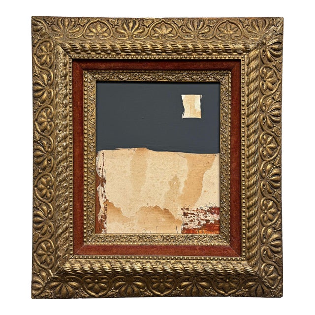 “Rodeo” Black Abstract Art in 1860's Antique Frame, Transitional Living Room Art by JTS For Sale