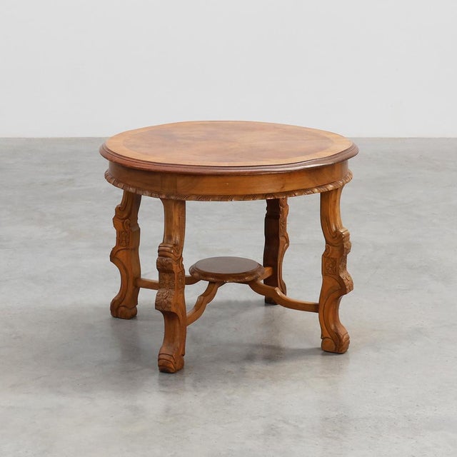 Renaissance Round Walnut Coffee Table, France, Late 19th Century For Sale - Image 12 of 12
