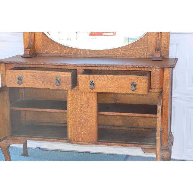 Antique Oak Mirrored Sideboard Chairish