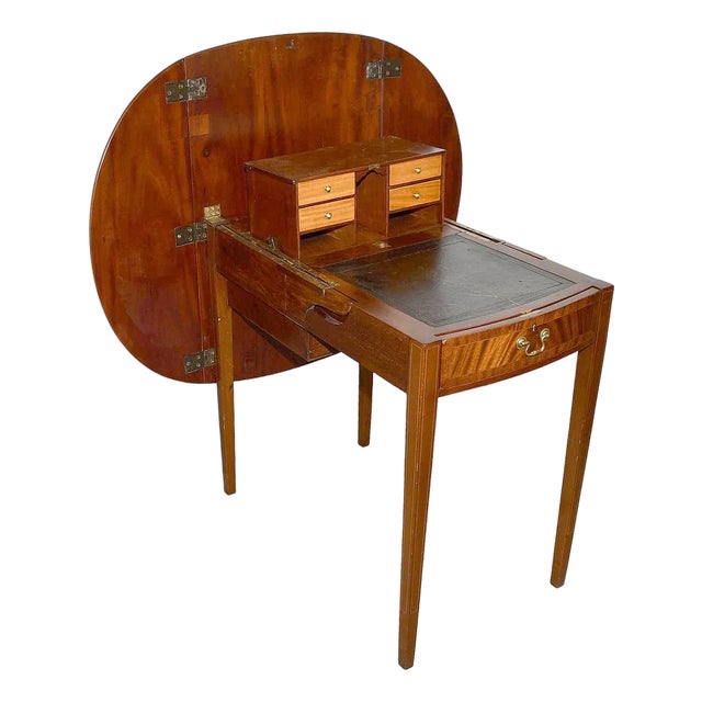 1990s Ralph Lauren American Mahogany Dropleaf Table Hidden Retractable Desk For Sale