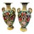 Moriage Enamel Nippon Style Double Handled Vases - a Pair For Sale