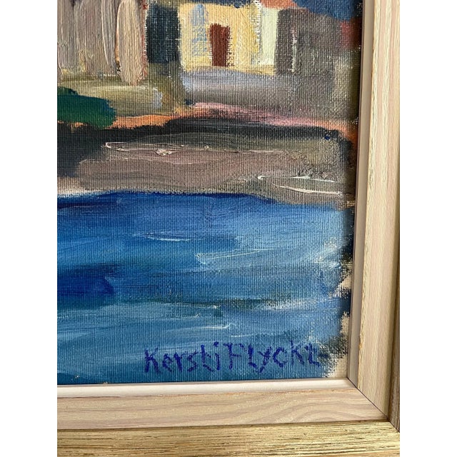 Vintage original oil painting by Swedish artist Kersti Flyckt (1925-2009), signed, framed and ready to hang. Oil on board....