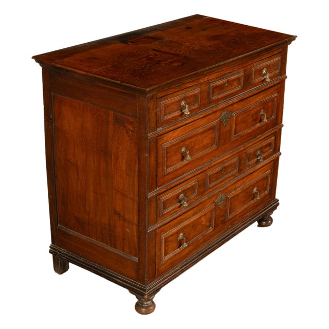 Antique English Country 17th Century Jacobean Charles II Oak Chest Drawers 1680 For Sale - Image 4 of 16