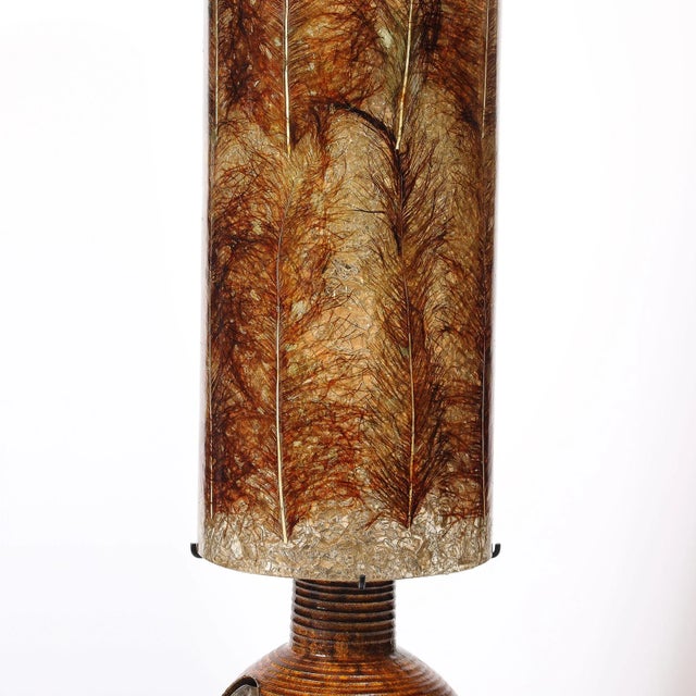 Mid-Century Ceramic Table Lamp W/ Naturalist Resin Shade & Illuminated Cutout For Sale - Image 18 of 18