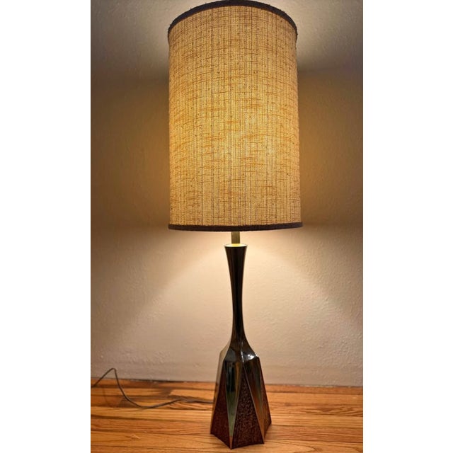 1950s 1950s Mid Century Modern Barr & Weiss Brutalist Brass Table Lamps - Pair For Sale - Image 5 of 5