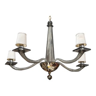 Donghia Stellare Smoked Murano Glass 5 Arm Chandelier For Sale