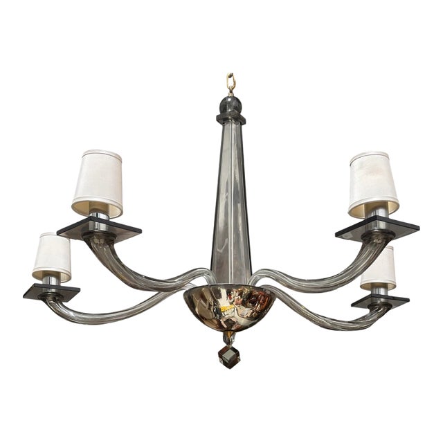 Donghia Stellare Smoked Murano Glass 5 Arm Chandelier For Sale