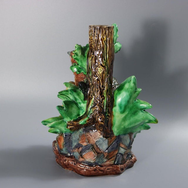 19th Century Hugo Lonitz Majolica Partridge and Chicks Candelabra Base For Sale - Image 5 of 17