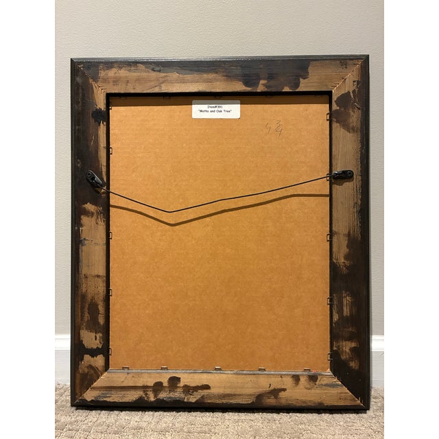 Vintage Moths & Oak Tree Botanical Print in Black & Gold Wood Frame For Sale - Image 4 of 4