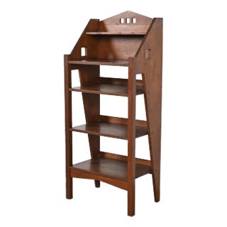 Lakeside Craft Shops Mission Oak Arts & Crafts Cutout Bookcase or Magazine Rack, Circa 1900 For Sale