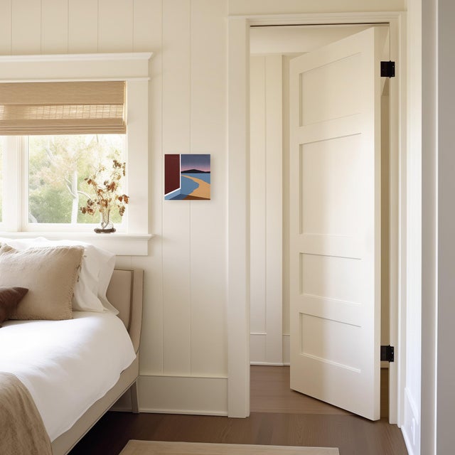 Textile Lines of Light #2 (Dusk) - Moody Surrealist Acrylic Painting on Panel Original Artwork by Mike Gough For Sale - Image 7 of 9