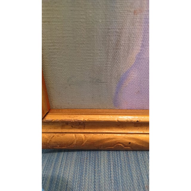 Vintage Framed Oil Painting on Canvas of Blonde Woman For Sale - Image 4 of 4