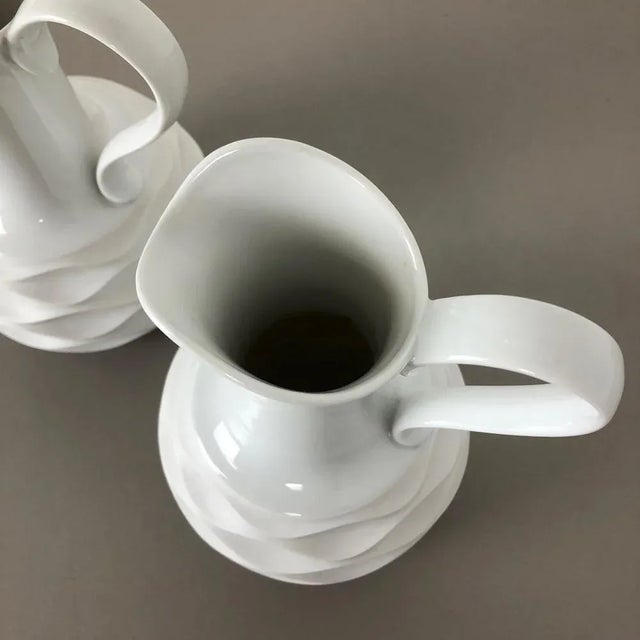 Op Art Biscuit Porcelain Jug Vases from Edelstein Bavaria, Germany, 1970s, Set of 2 For Sale - Image 11 of 14