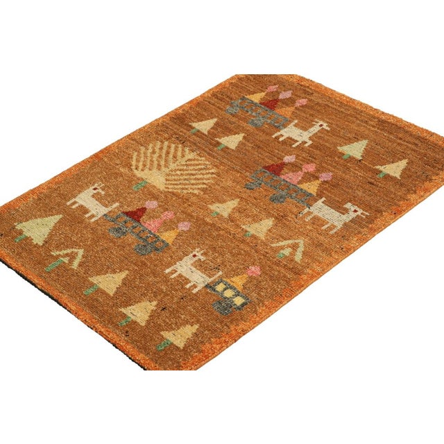 Rug & Kilim Rug & Kilim’s Swedish Style Rug in Brown With Figural Geometric Patterns For Sale - Image 4 of 7