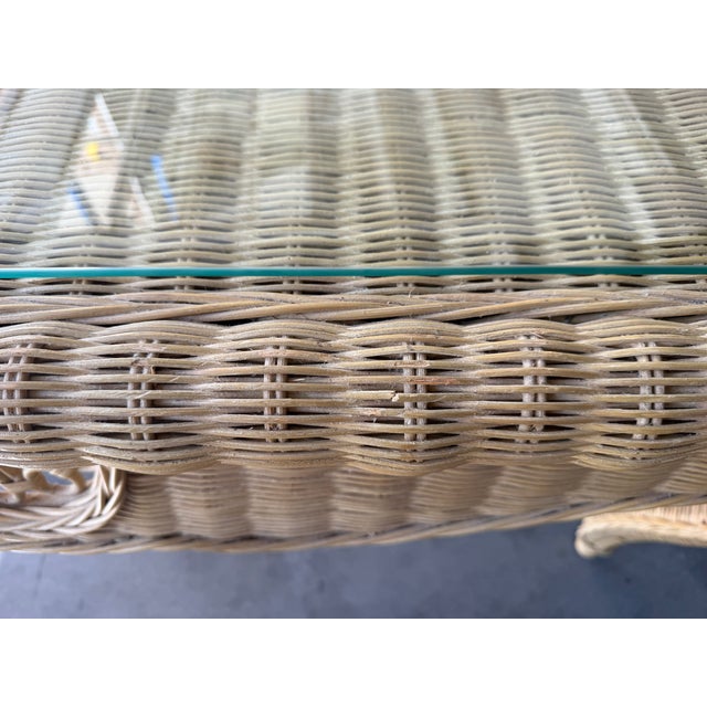 Vintage Sculptural Rattan Console Table With Glass Top For Sale - Image 13 of 13