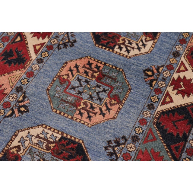 Rustic Ziegler Blue/Multi Wool Runner Rug- 2'8'' X 9'8'' For Sale - Image 4 of 10