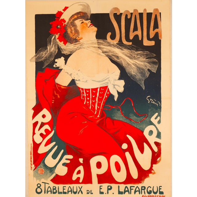 Art Nouveau Scala — Revue a Poivre — Jules-Alexandre Grun — 1904 Original Stone Lithograph For Sale - Image 3 of 3
