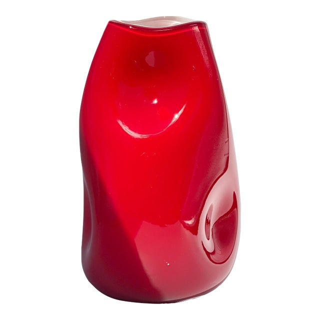 1960s Mid-Century Cased Glass Dimple Vase For Sale