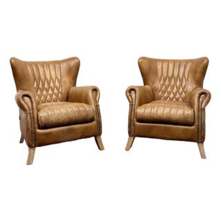 Vintage Aviator Armchair in Sheep Leather, Set of 2 For Sale