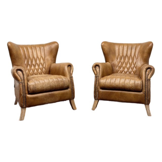 Vintage Aviator Armchair in Sheep Leather, Set of 2 For Sale