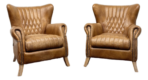 Vintage Aviator Armchair in Sheep Leather, Set of 2