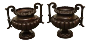 Antique Cast Iron Urns - A Pair