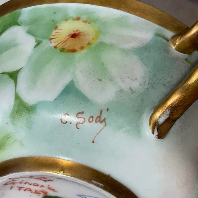 Art Nouveau Antique Ginori Teacup and Saucer Circa 1890 For Sale - Image 3 of 6