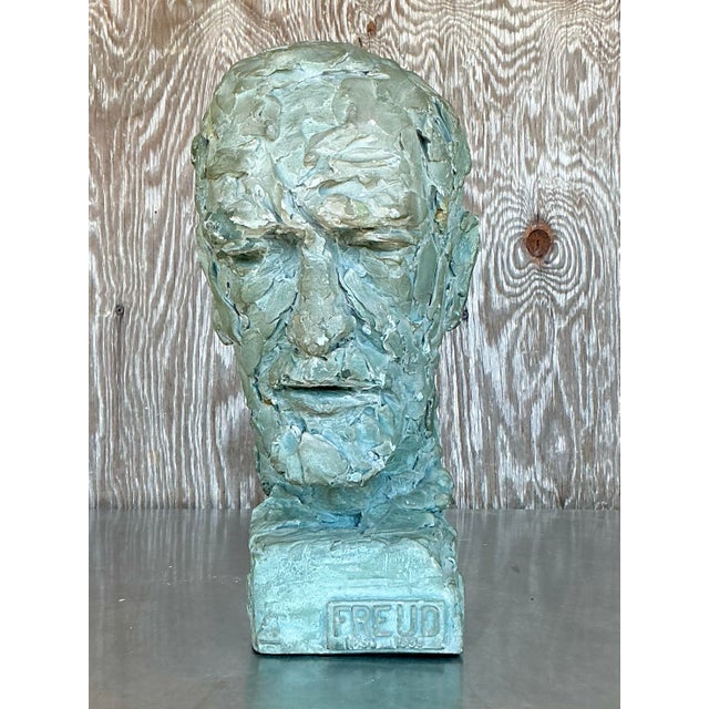 Vintage Postmodern Plaster Bust of Freud For Sale - Image 4 of 10
