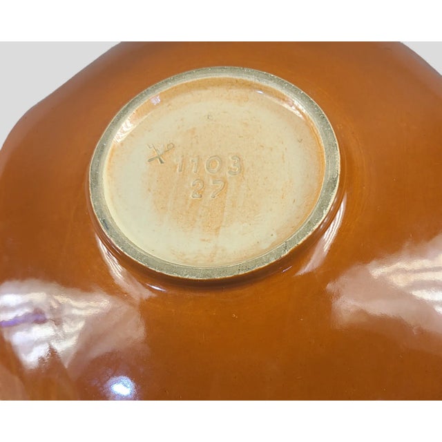 Vintage Danish Modern Sunburst Glazed Pottery Candy Dish Plate Bowl Marked For Sale - Image 4 of 10