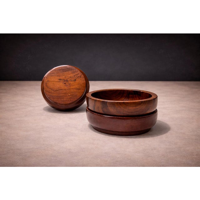Mid-Century Modern 1970s Lazy Susan & Bowls in Rosewood, Tropic Art - 8pcs For Sale - Image 3 of 13